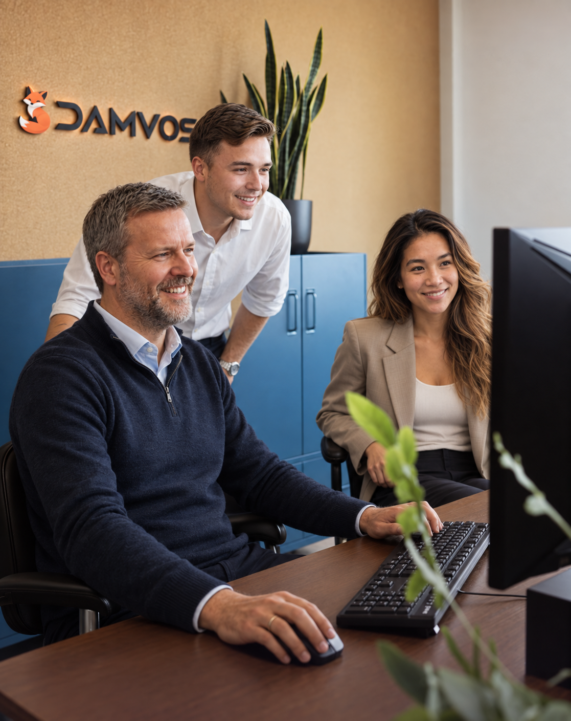 Marcel, Stefan and Demi collaborating at Damvos
